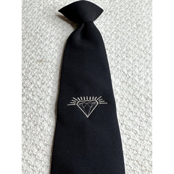 Black Edwards Clip-On BlackTie Diamond Embroidery Mens Teacher Career - Picture 2 of 7